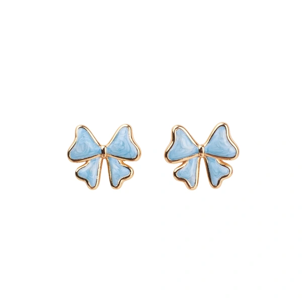 Sapphire Ribbon Gold Earrings