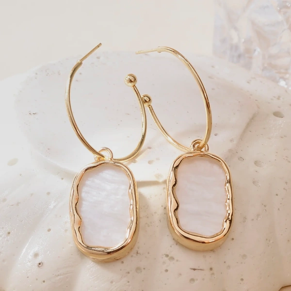 Leidy Marble Gold Hoop Earring