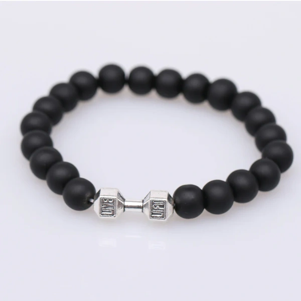Strength Beaded Stone Band - Silver