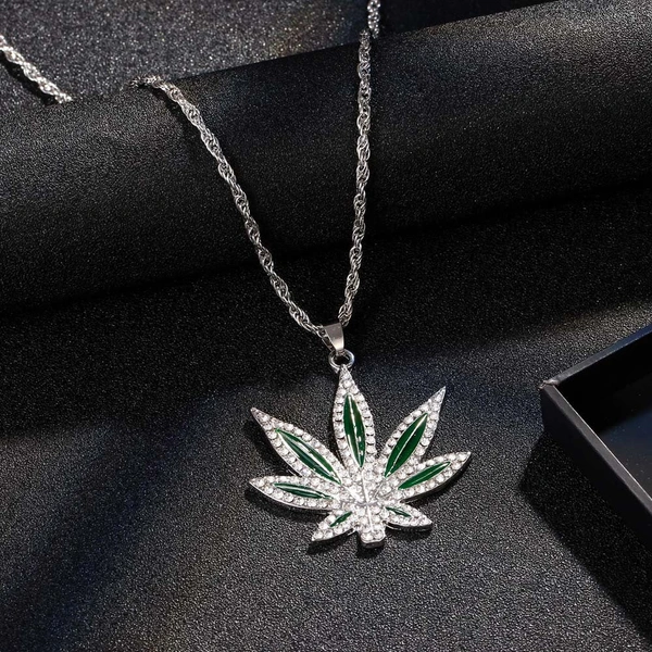 Cannabis Leaf Silver Chain