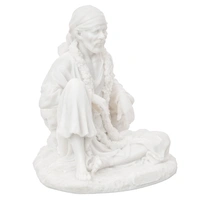 White Polyresin Sai Baba Sitting Statue