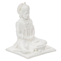 White Polyresin Meditating Lord Hanuman Statue