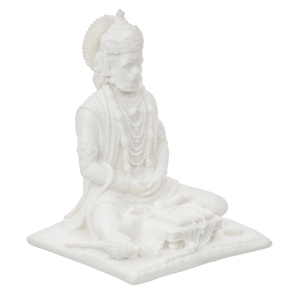 White Polyresin Meditating Lord Hanuman Statue