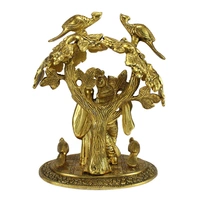 Golden Metal Radha Krishna Statue Standing Under Tree