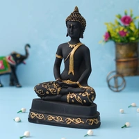 Black & Golden Polyresin Handcrafted Meditating Buddha Statue
