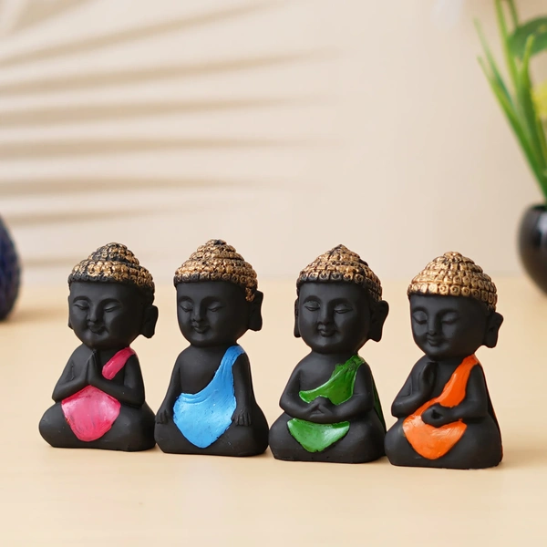 Black & Golden Polyresin Handcrafted Meditating Buddha Statue