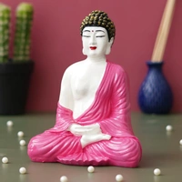 White & Pink Polyresin Handcrafted Meditating Buddha Statue