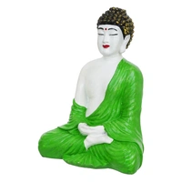 Green & White Polyresin Handcrafted Meditating Buddha Statue