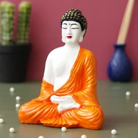 Orange, & White Polyresin Handcrafted Meditating Buddha Statue