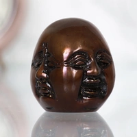 Antique Finish 3 Side Laughing Buddha Face Statue