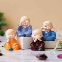 Set Of 4 Cute Little Monk Buddha Statues