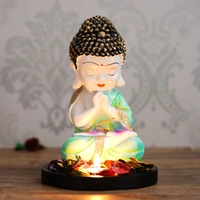 Polyresin Green And White Praying Monk Buddha Statue