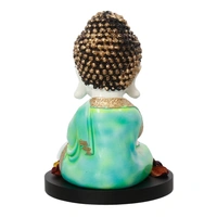 Polyresin Green And White Praying Monk Buddha Statue