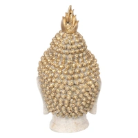 Polyresin Gold And White Meditating Buddha Head Statue