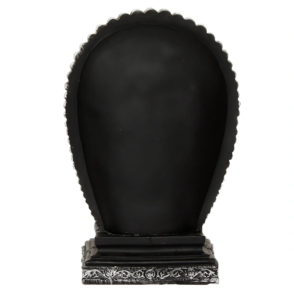 Elegant Silver & Black Polyresin Lord Buddha Head Statue
