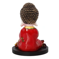 Polyresin Red And White Praying Monk Buddha Idol