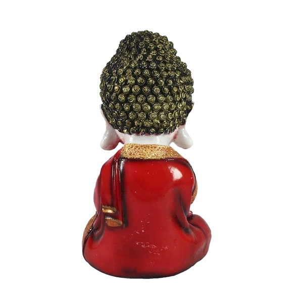 Polyresin Red And White Praying Monk Buddha Statue