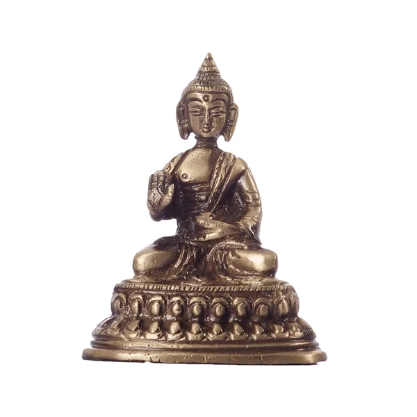 Golden Brass Meditating Buddha Statue