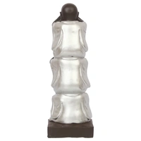 Polyresin Silver And Black Set Of 3 Laughing Buddha Idol