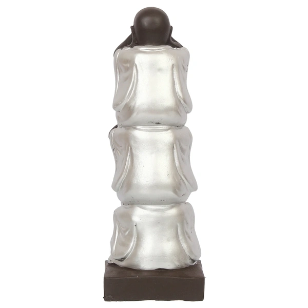 Polyresin Silver And Black Set Of 3 Laughing Buddha Idol