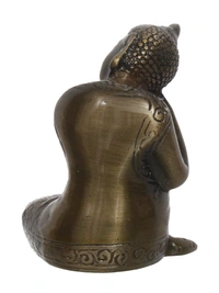 Metal Resting Buddha On Knee Statue