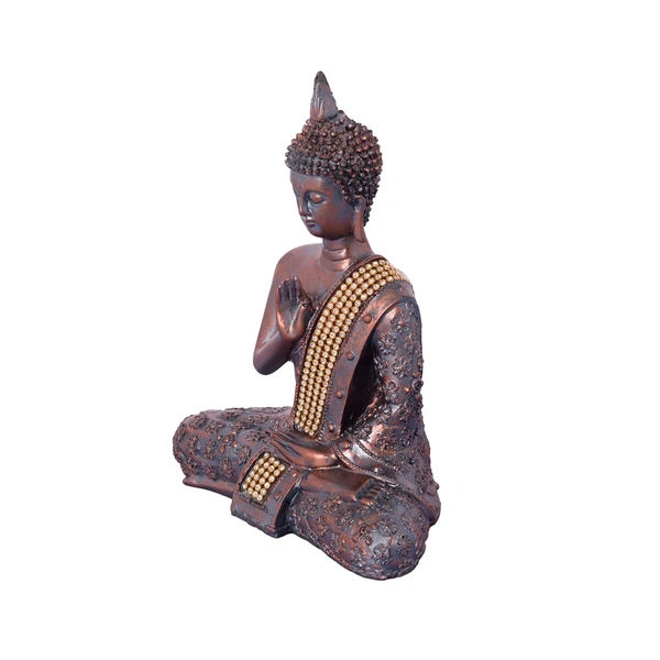 Polyresin Brown Handcrafted Meditating Blessing Buddha Statue