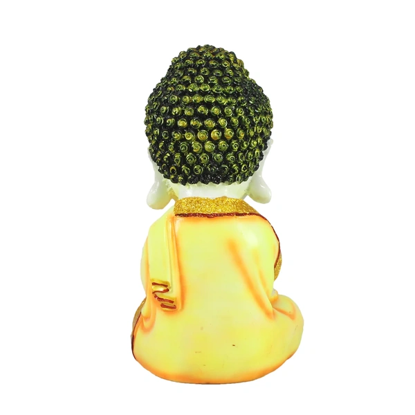 Polyresin Yellow And White Praying Monk Buddha Statue