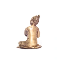Golden Brass Buddha Resting On Knee Statue