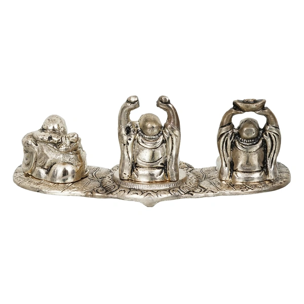 Silver Set Of 3 Laughing Buddha