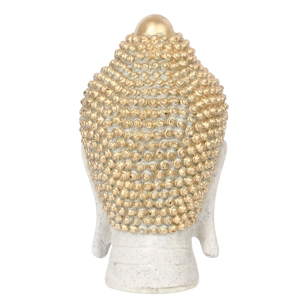 Polyresin Golden And White Meditating Buddha Head Statue