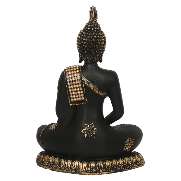 Polyresin Black And Golden Handcrafted Meditating Buddha Statue