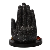 Polyresin Black And Golden Handcrafted Palm Buddha Statue