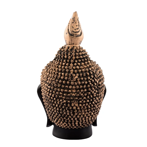 Polyresin Gold And Black Meditating Buddha Head Statue