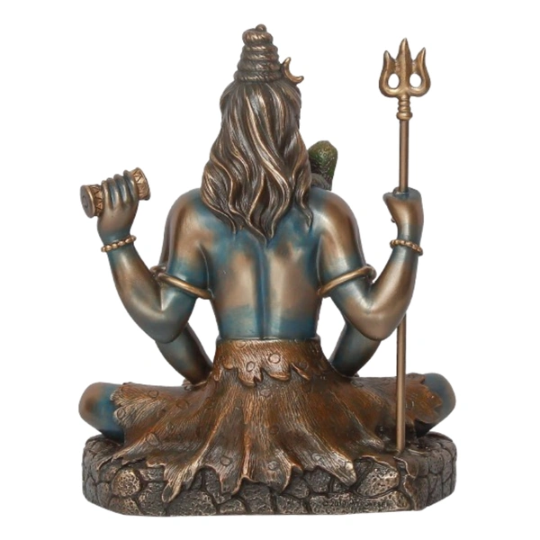 Brown Polyresin And Bronze Lord Shiva Padmasana Statue