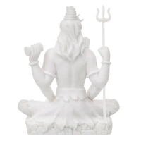 White Polyresin Lord Shiva With Trishul Statue