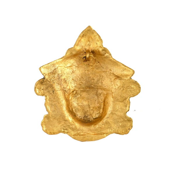 Golden Goddess Durga Face Metal Wall Hanging
