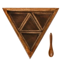 4 Triangle Compartments Handcrafted Wooden Spice Box