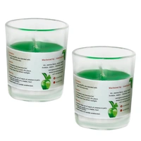 Set Of 2 Green Apple Scented Glass Candle