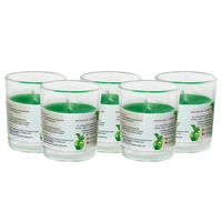 Set Of 5 Green Apple Scented Glass Candle