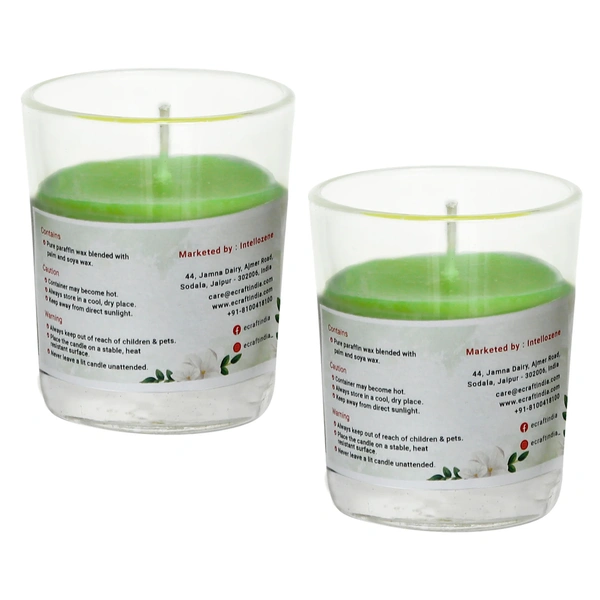 Set Of 2 Jasmine Scented Glass Candle