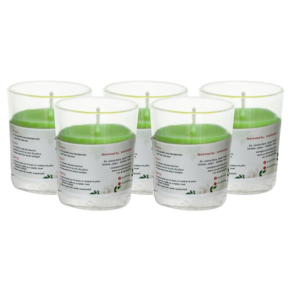 Set Of 5 Glass Jasmine Scented Candles