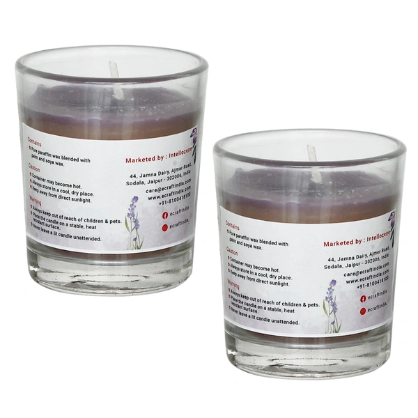 Set Of 2 Lavender Scented Glass Candle