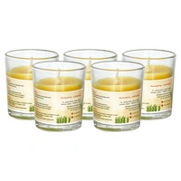 Set Of 5 Glass Lemon Scented Candles