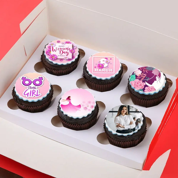 Set Of Six Delicious And Creamy Women's Day Cupcakes