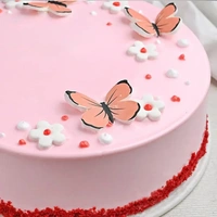 Butterfly N Flowers Red Velvet Cake - 1 Kg
