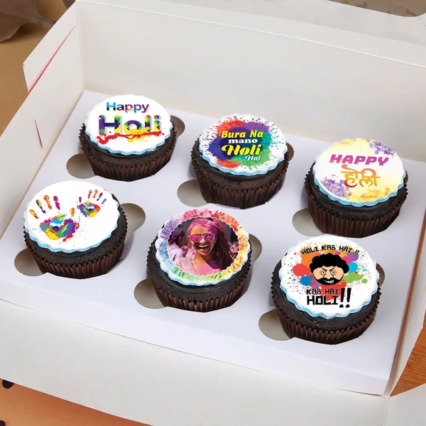 Set Of 6 Holi Cupcakes