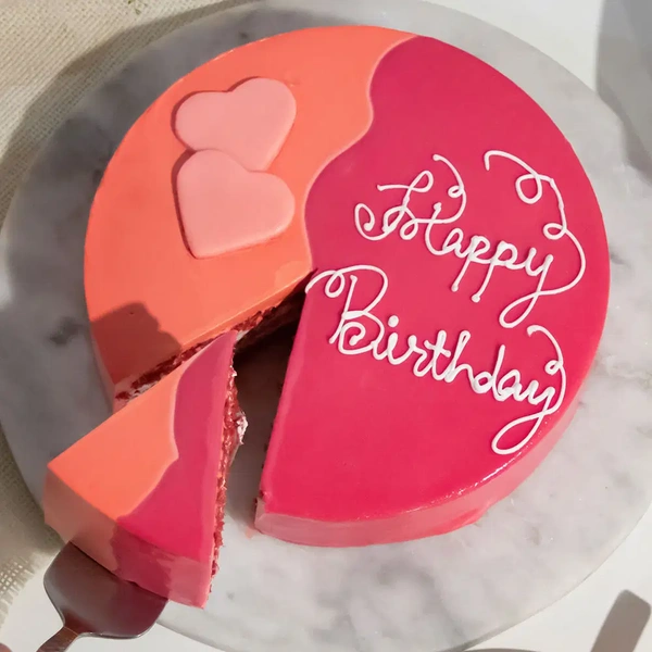 Pink & Orange Red Velvet Cake - 1 Kg
