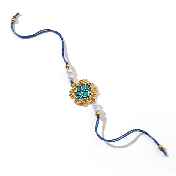 Tranquil Blue Lotus Pearl Rakhi
