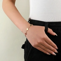 Sprakling Gems and Clover Gold Bracelet