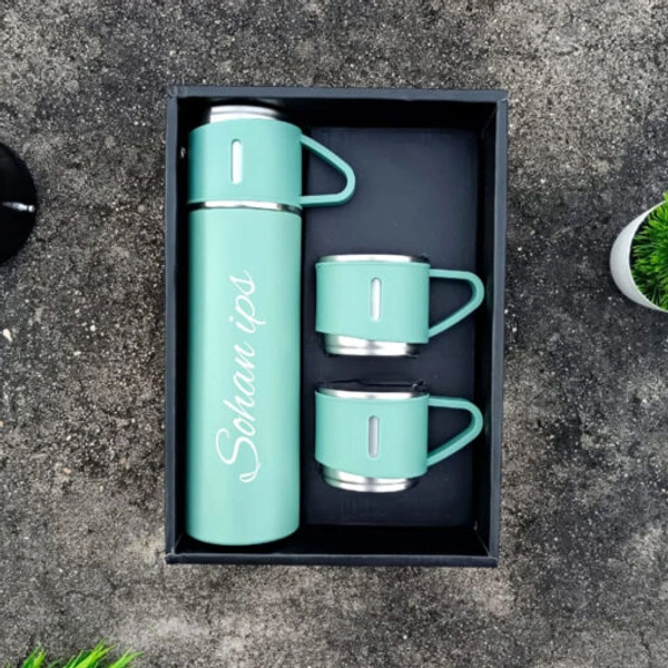 Customized Vacuum Flask Set with Personalized Steel Cups